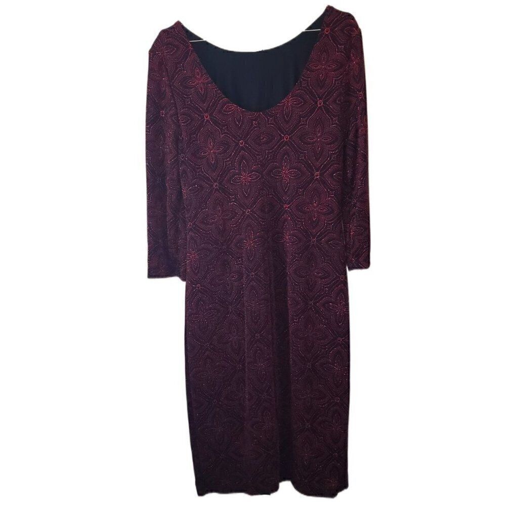 Ignite Evenings Red & Black Glittery Dress